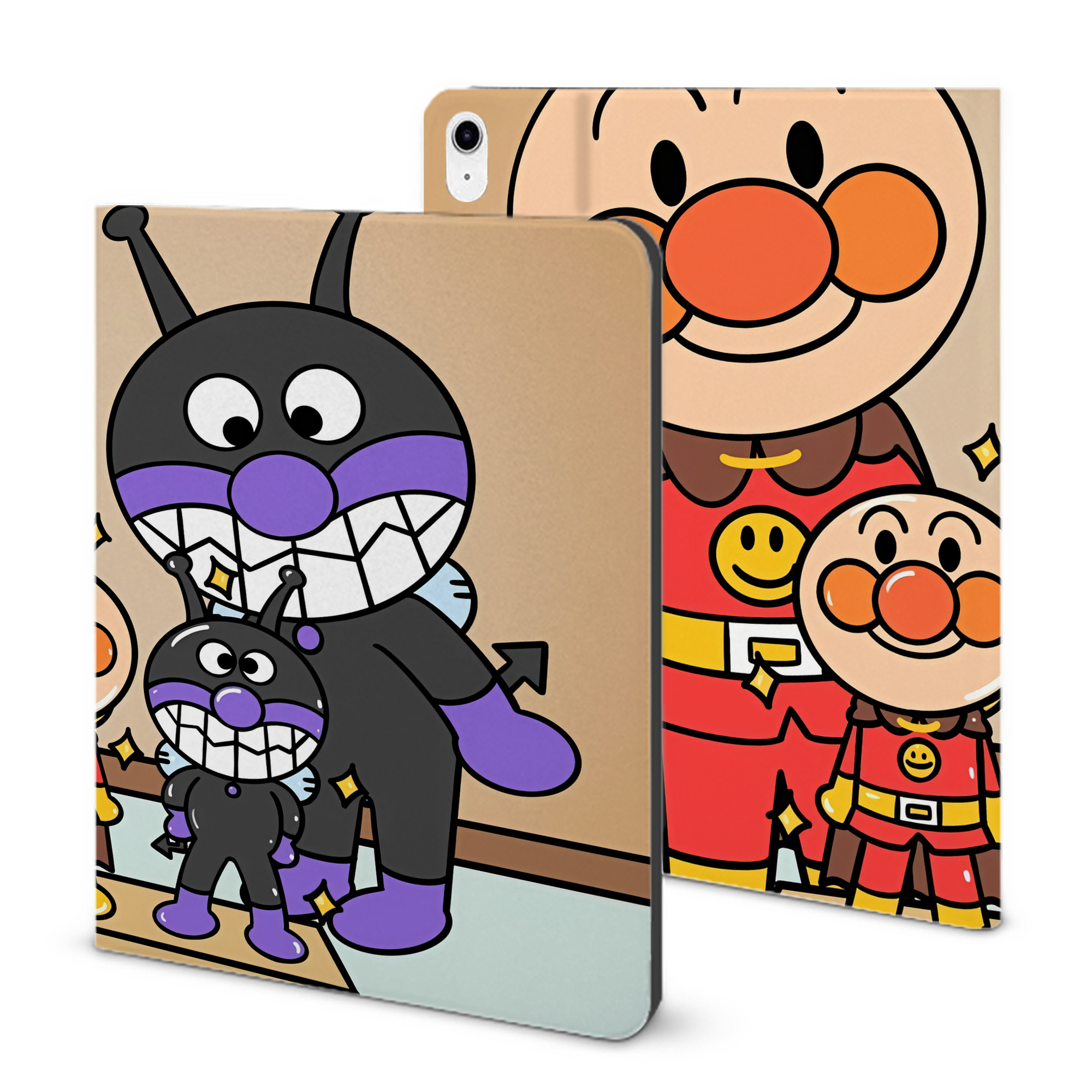 （画像用） アンパンマン Anpanman IPad ケース ブック型 PUレザー TPU 耐衝撃 軽量 薄型 ペン収納なし 全面保護 IPad 各モデル対応